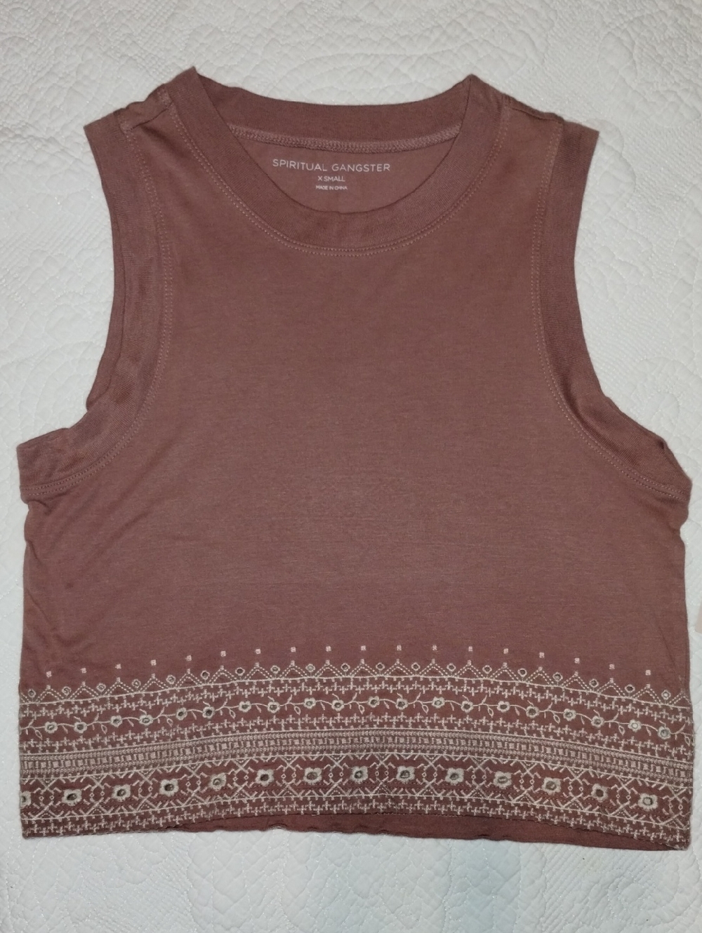 Spiritual Gangster Dusty Pink Patterned Crop Top
